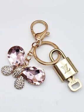 Authentic Louis Vuitton Lock & Key with Unbranded Butterfly Charm, Keychain